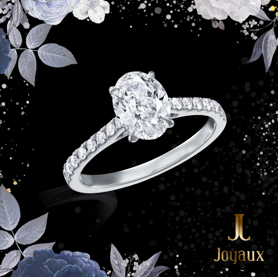 1.4 ct.tw. Oval cut Diamond Side Stone Ring