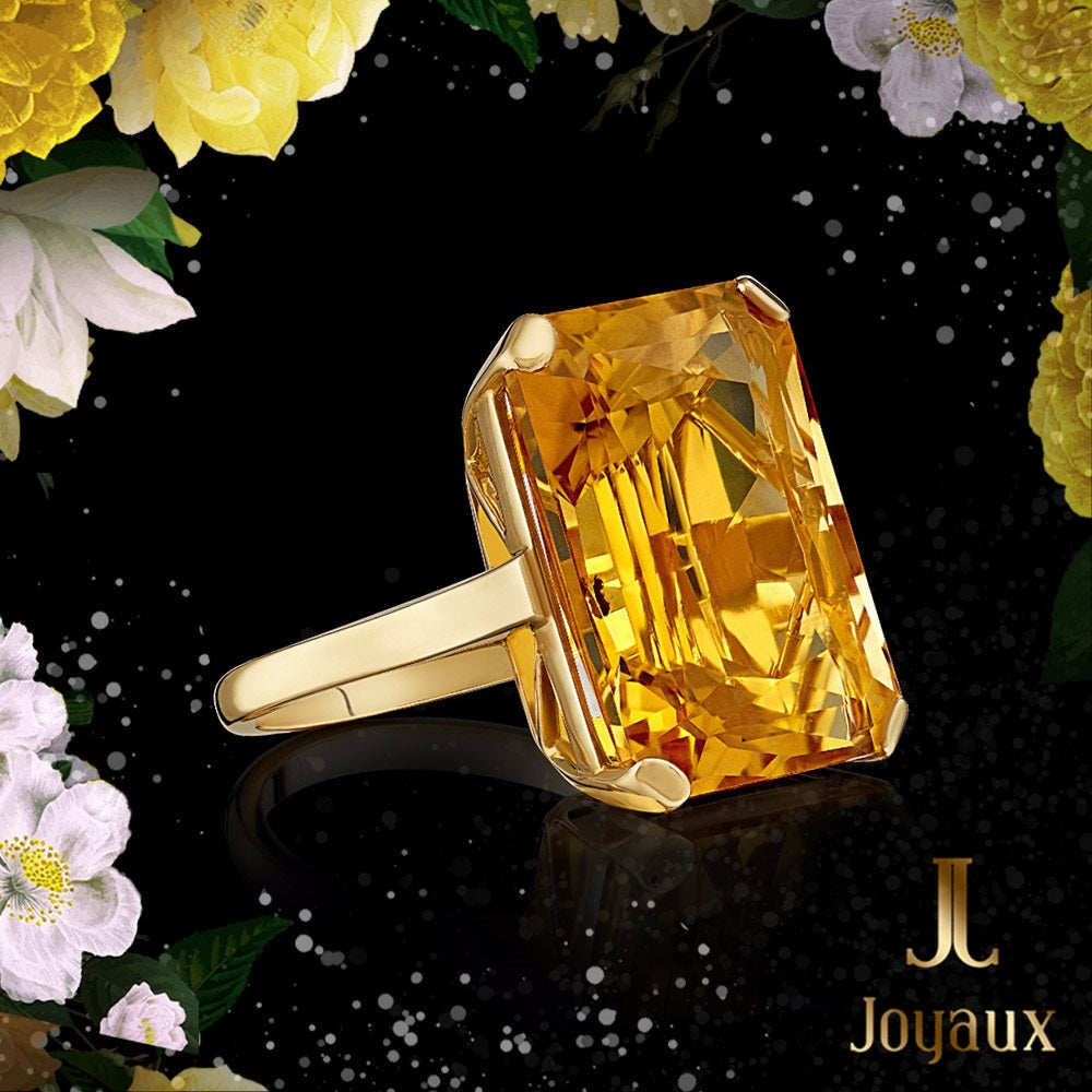 Bague en Saphir Jaune en Or 18K