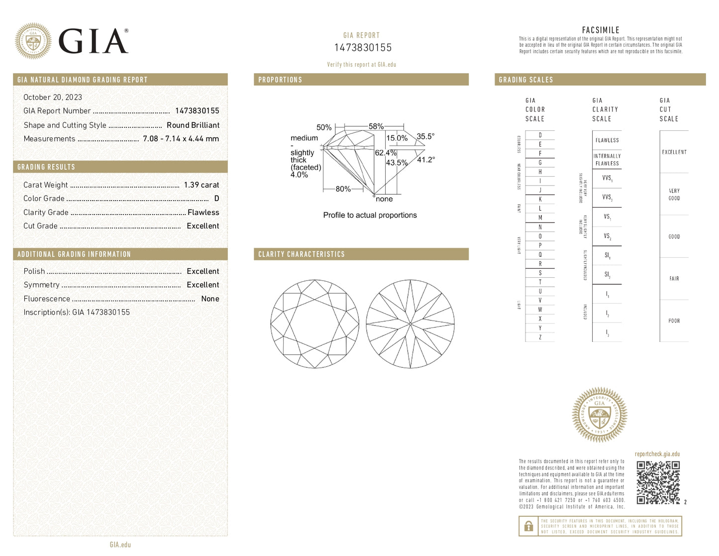 Diamant Impeccable rond D céleste de 1,39 carat | Joyaux™ Genève : Une perfection éternelle