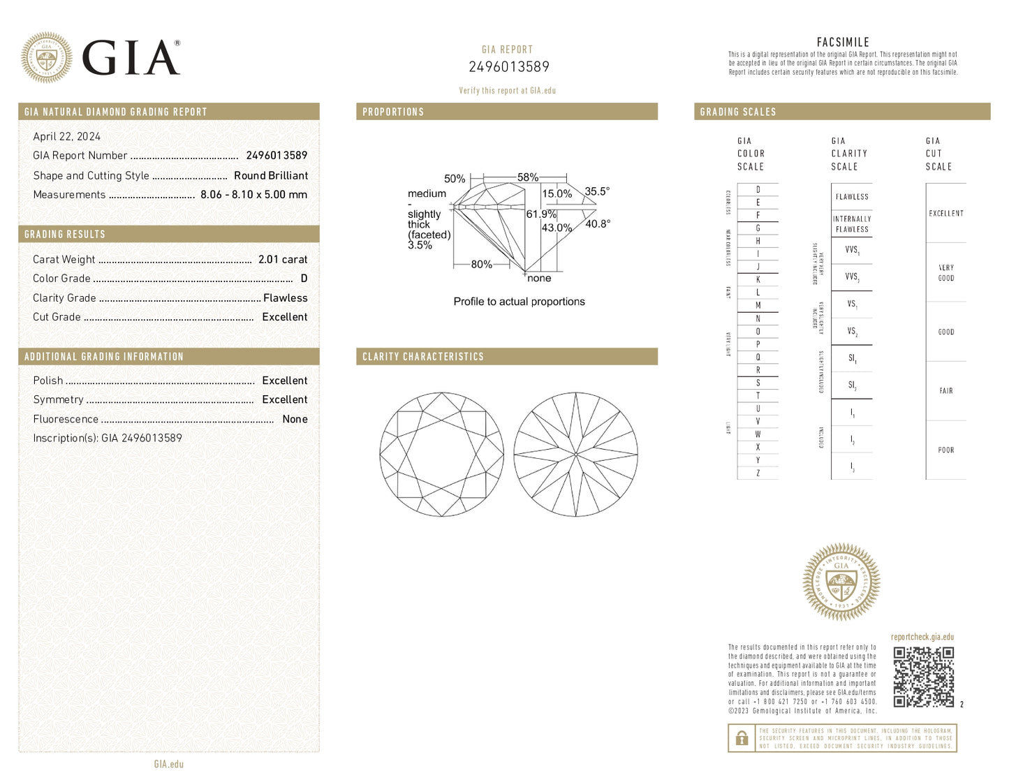 Remarquable Diamant rond de 2,01 carats D FL | Joyaux™ Genève : Brillance Intemporelle