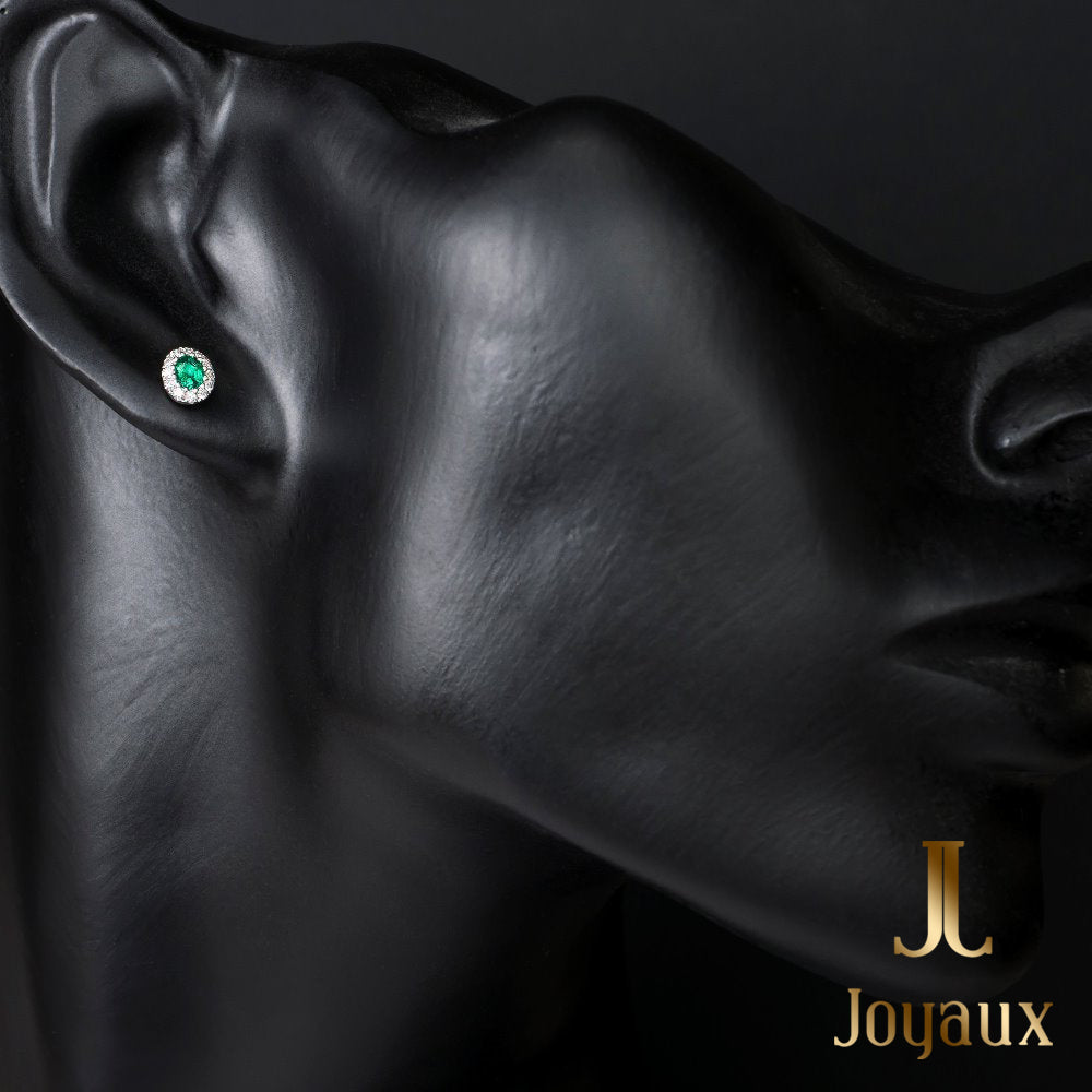 EMERALD AND DIAMOND CLUSTER EARRINGS