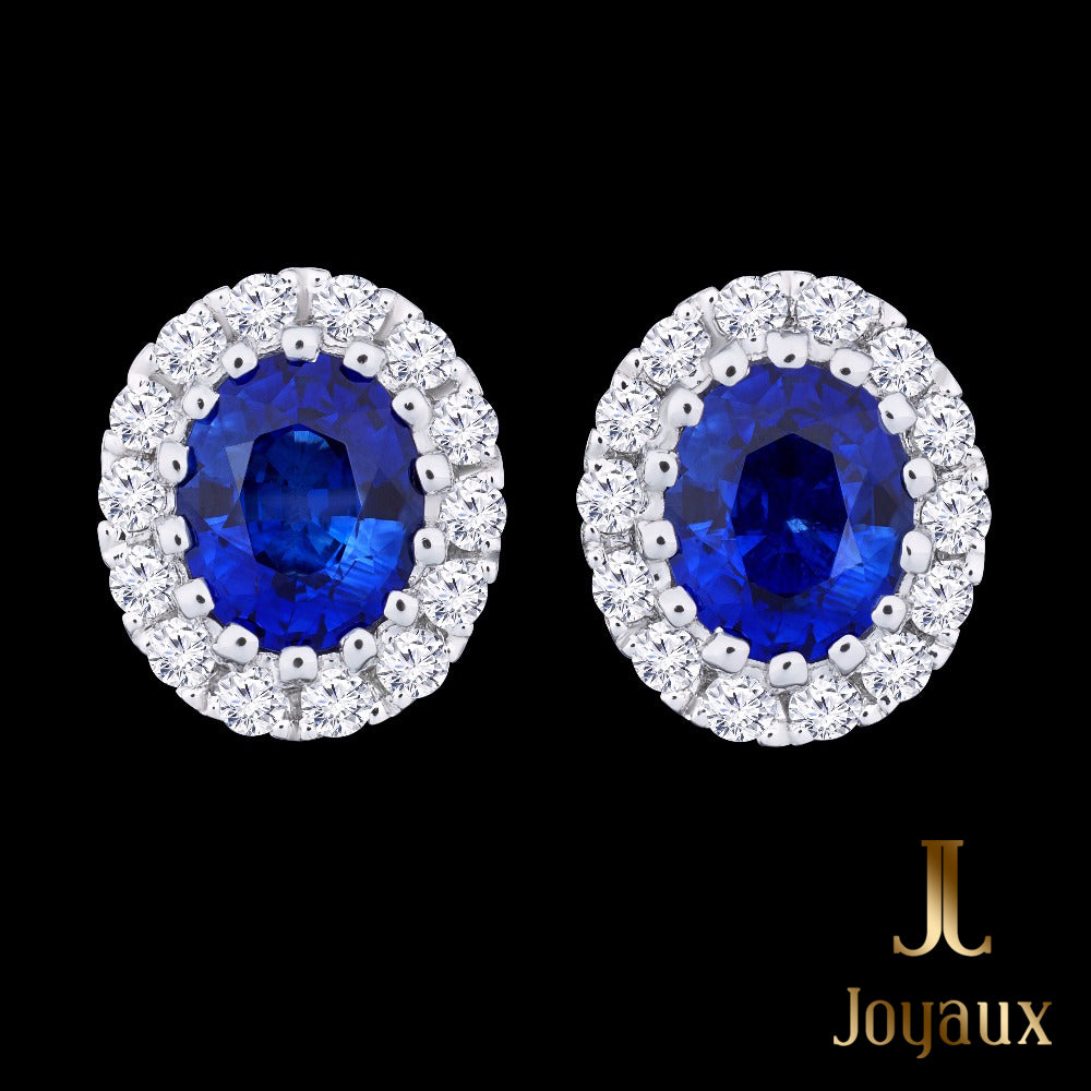 SAPPHIRE AND DIAMOND CLUSTER EARRINGS