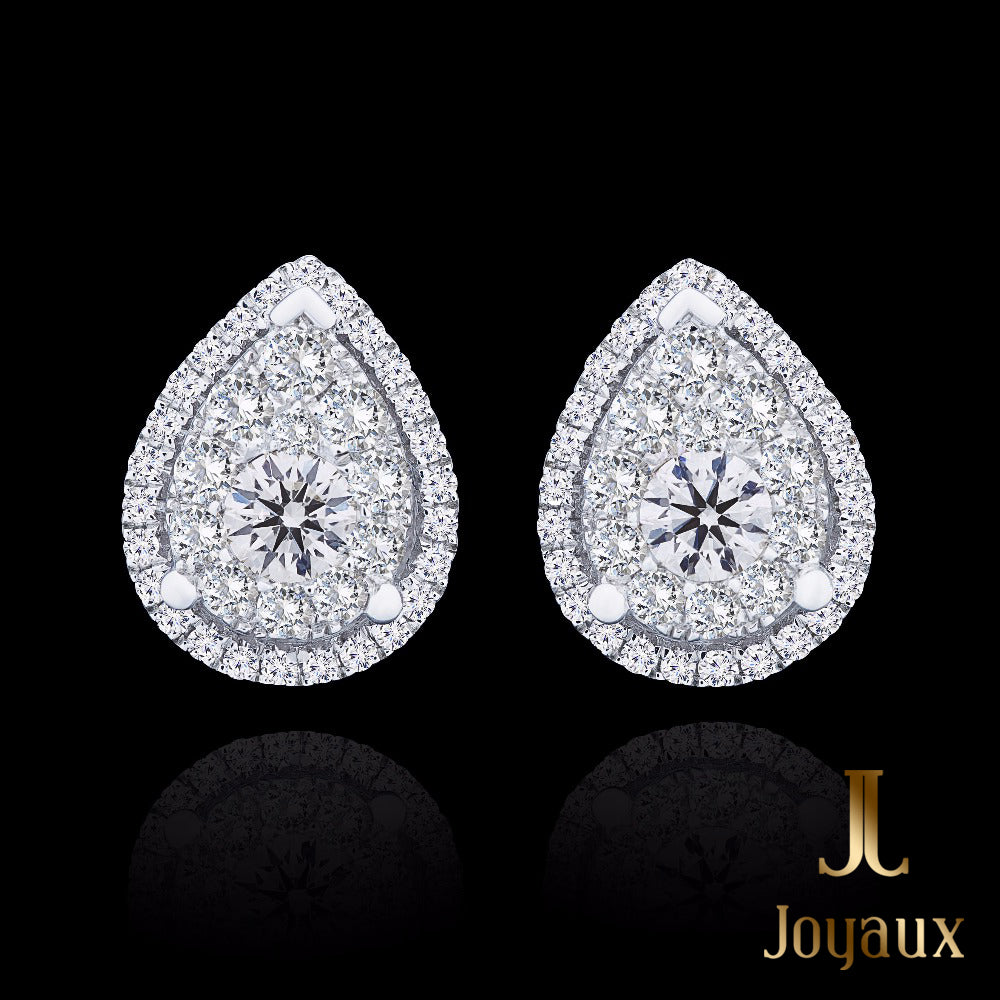 BIRNENFÖRMIGE PAVÉ-DIAMANT-OHRRINGE AUS 18K WEIßGOLD