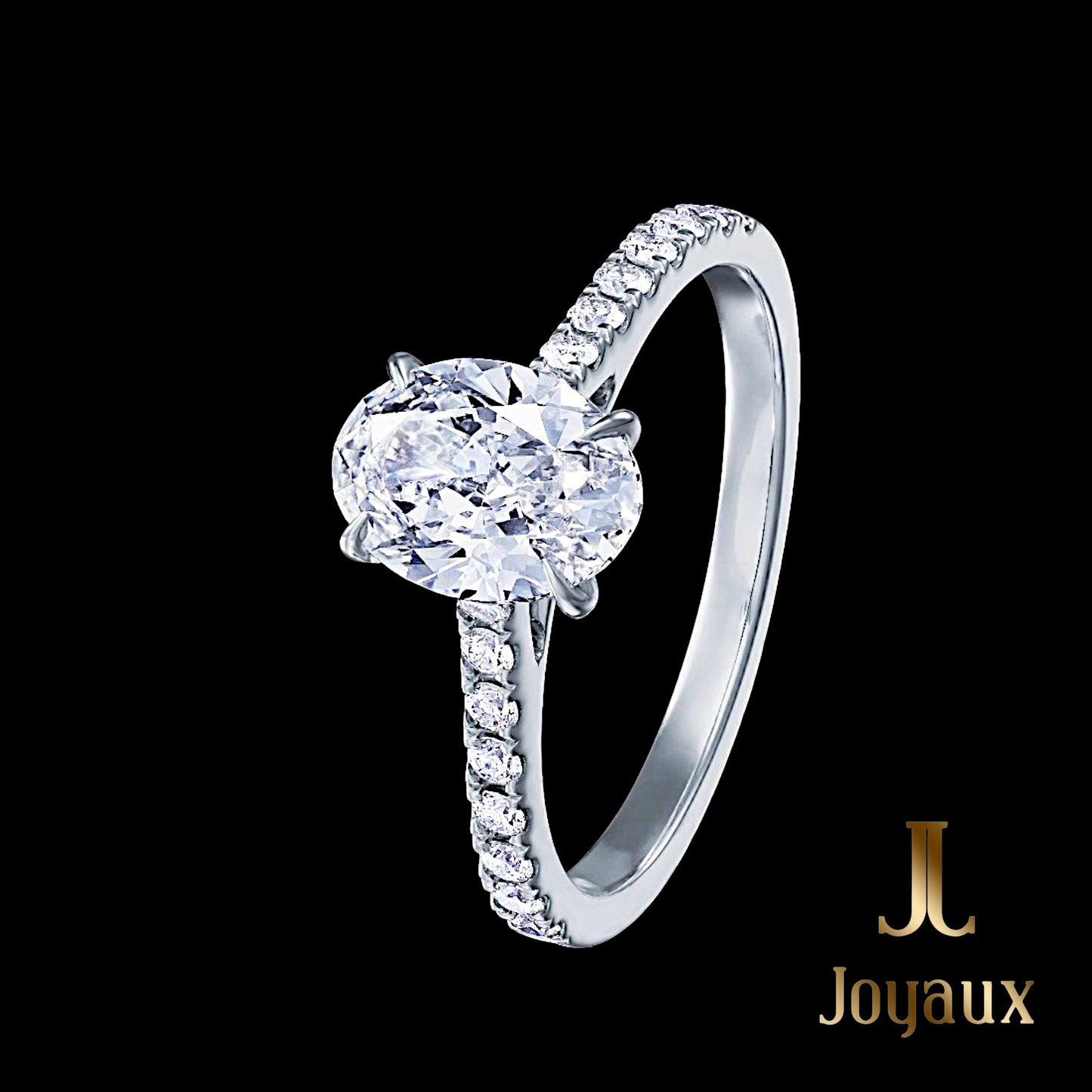 Oval cut Diamond Side Stone Ring