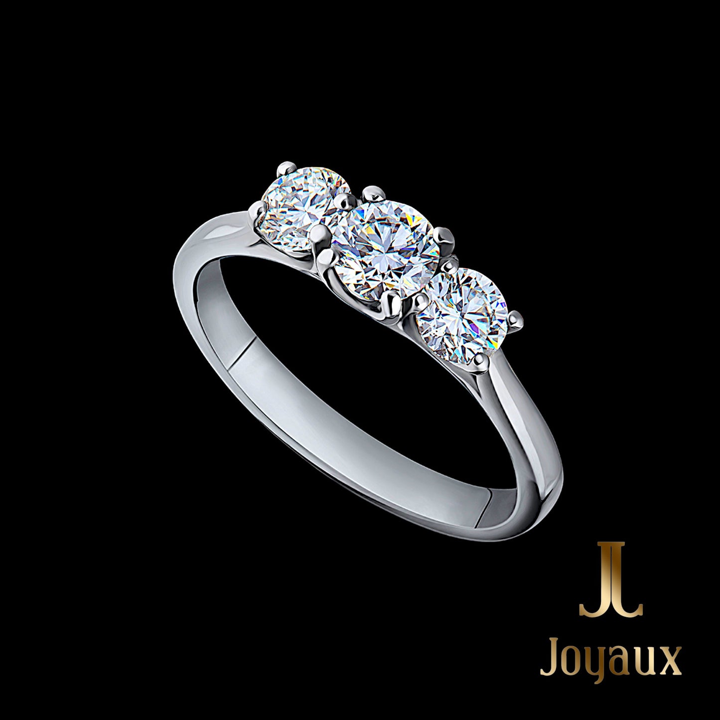 Round Brilliant-Cut Diamond Three Stone Ring