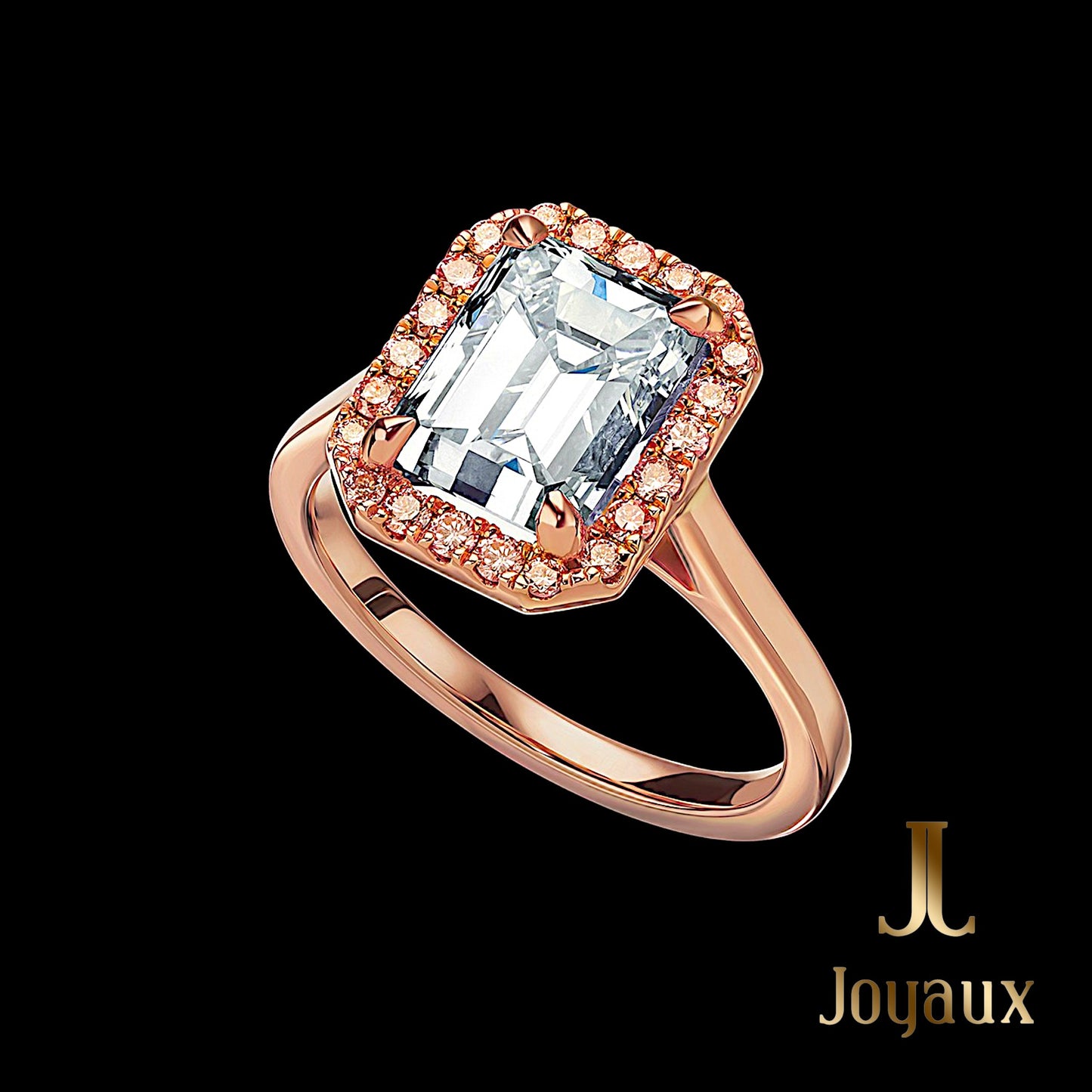 Rose Gold Emerald Cut Diamond Engagement Ring