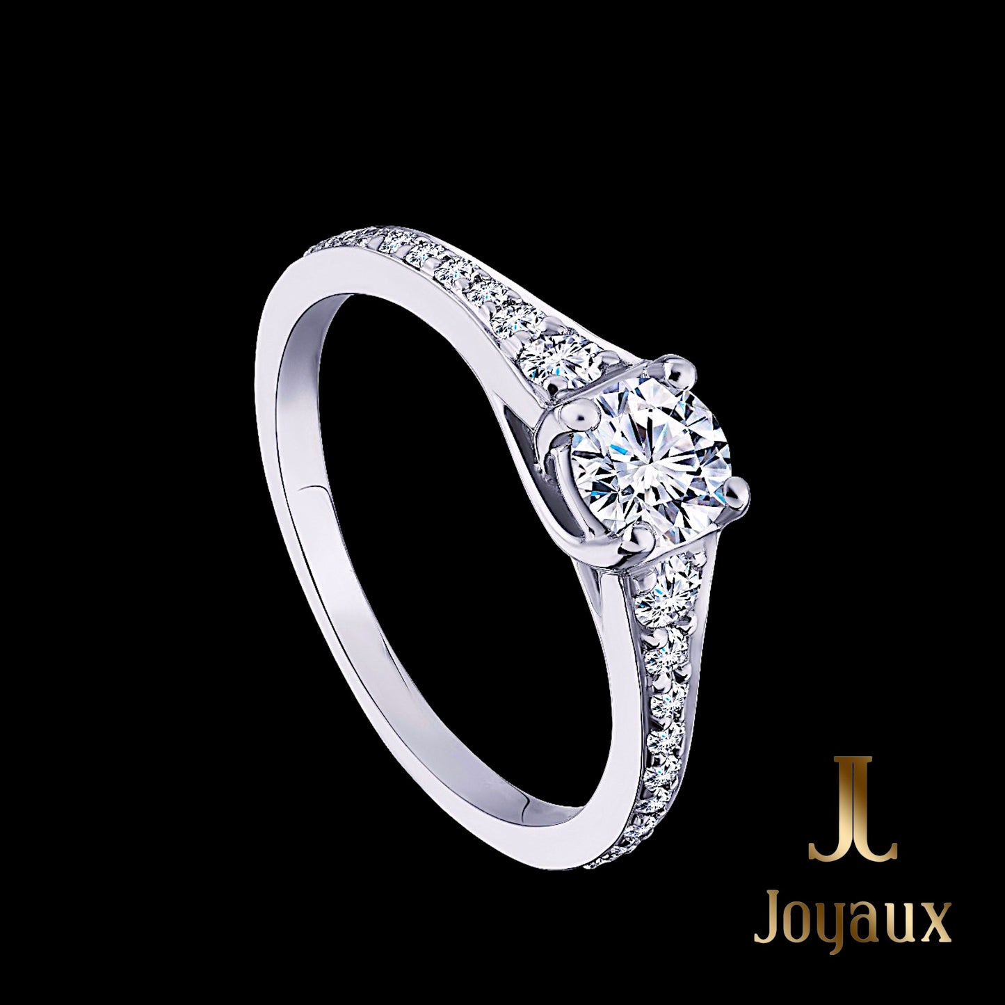 0.9 ct.tw. Round Diamond Side Stone Ring