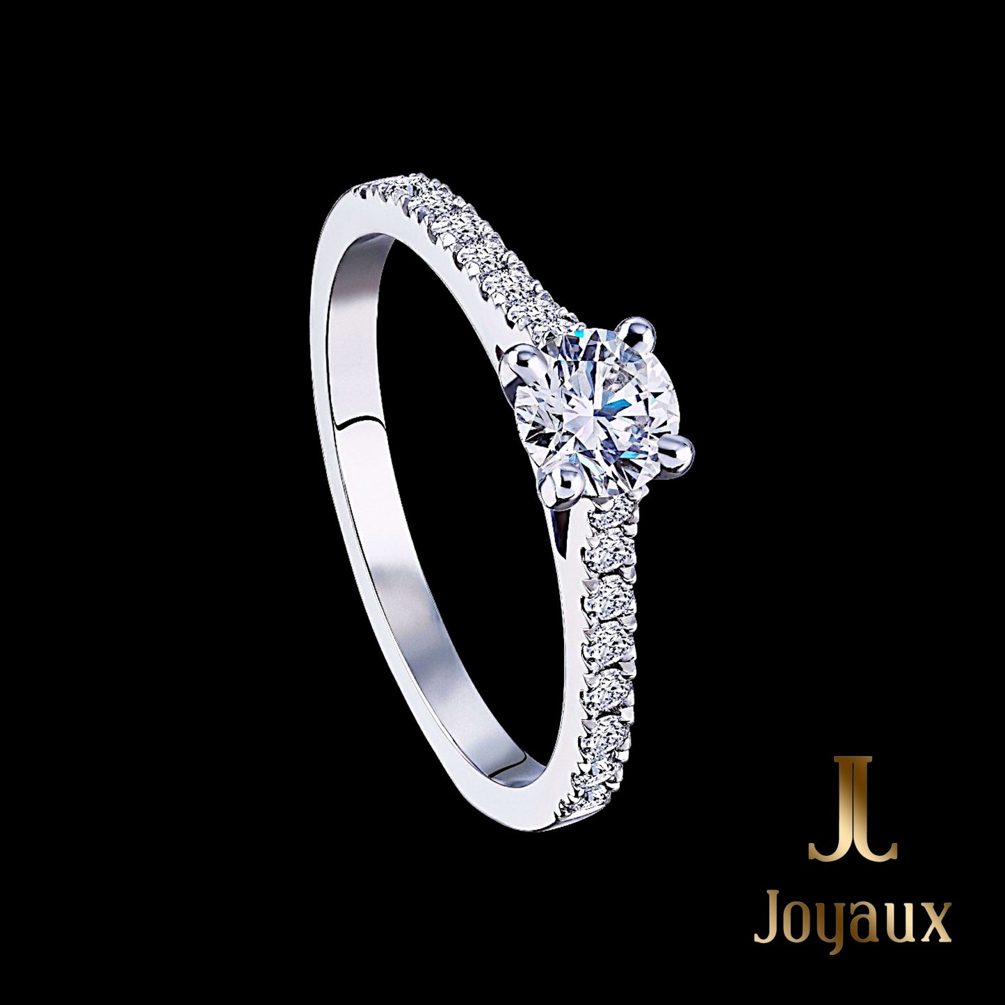 0.7 ct.tw. Round Diamond Side Stone Ring