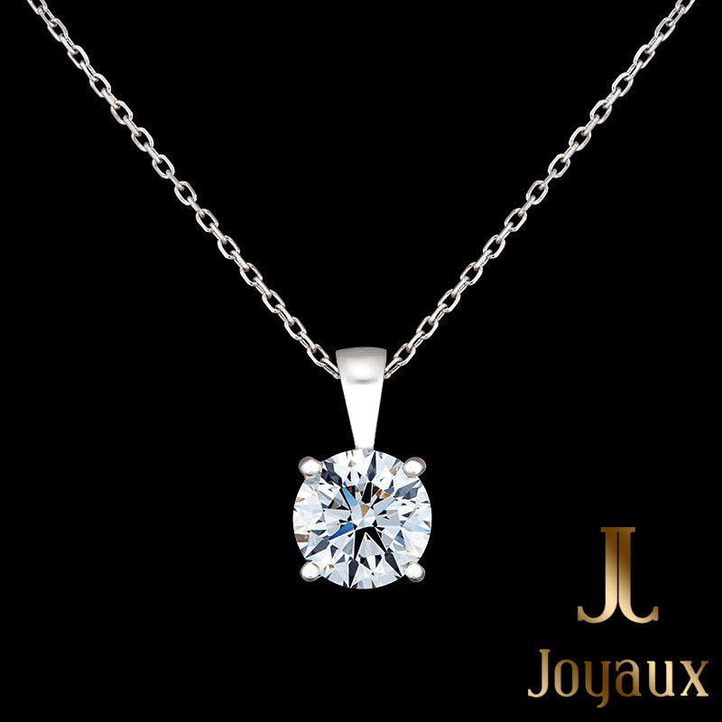 Pendentif solitaire diamant en or blanc (1 carat, poids total)