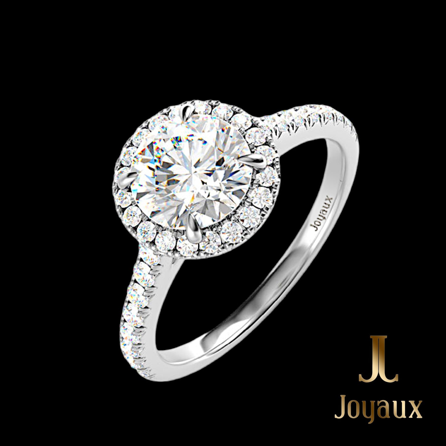 Joyaux™ Halo Diamond Engagement Ring in 18K White Gold