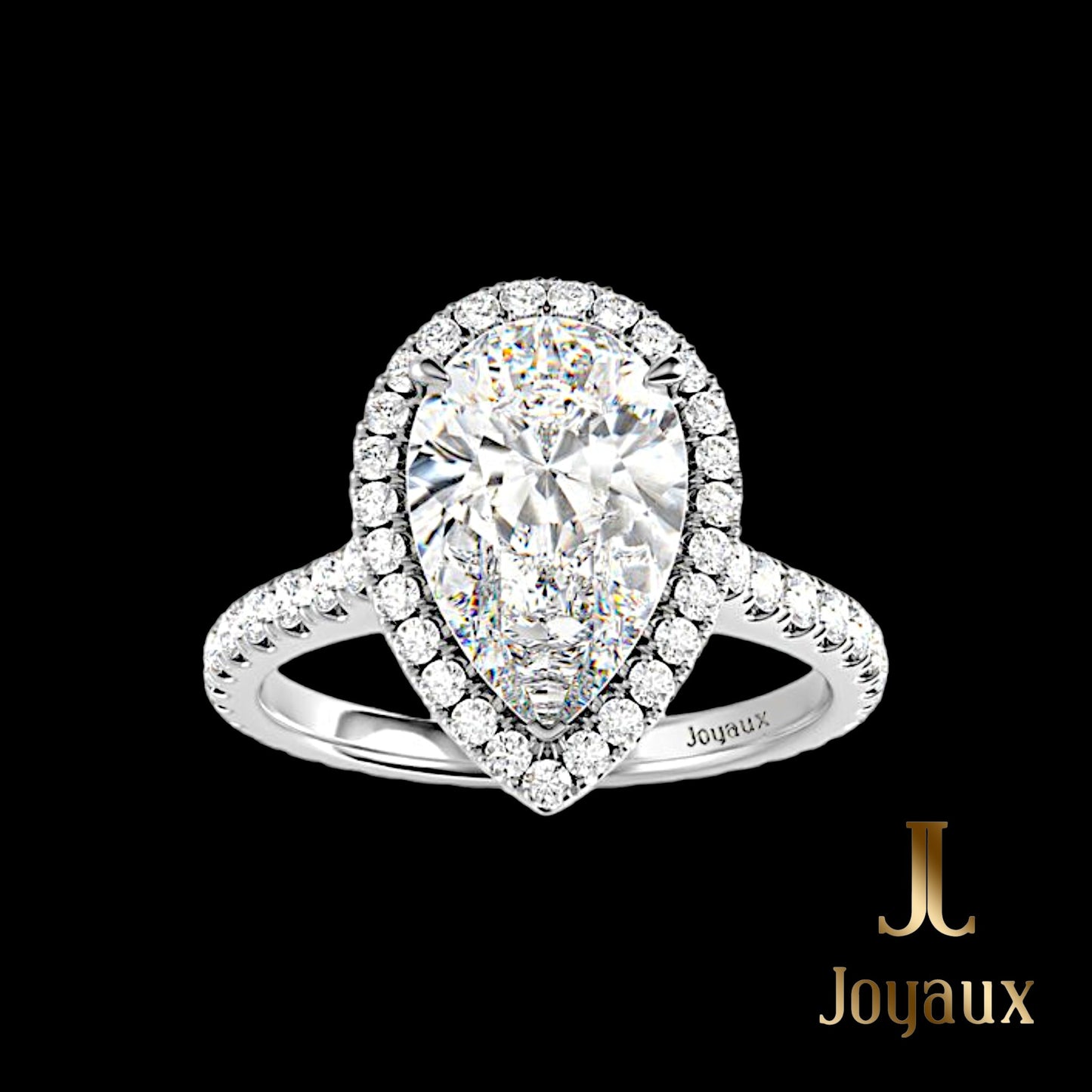 Bague de Fiançailles Halo en Diamant Taille Poire