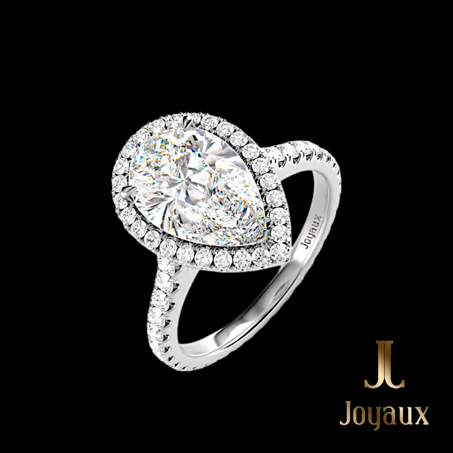 Bague de Fiançailles Halo en Diamant Taille Poire