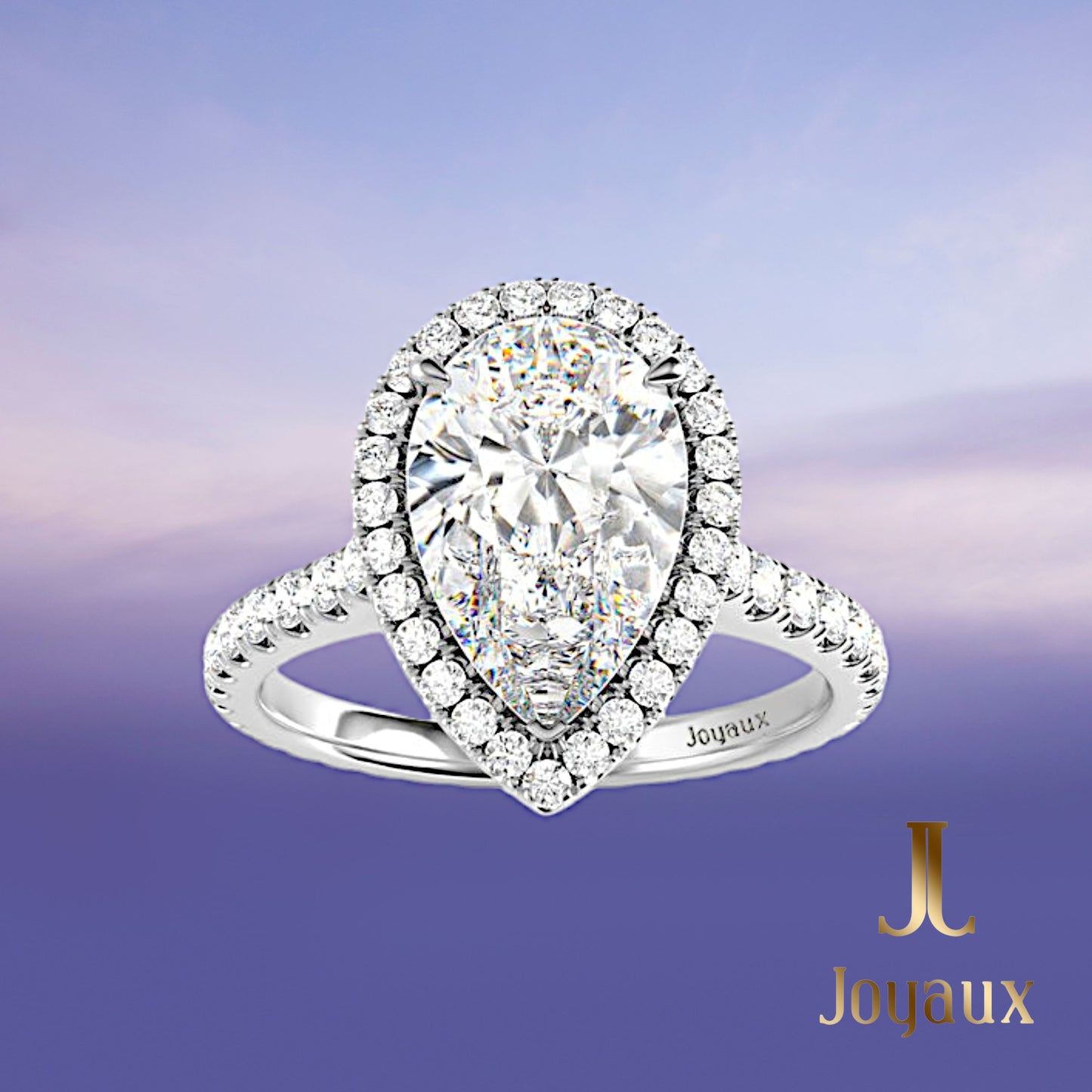 Bague de Fiançailles Halo en Diamant Taille Poire
