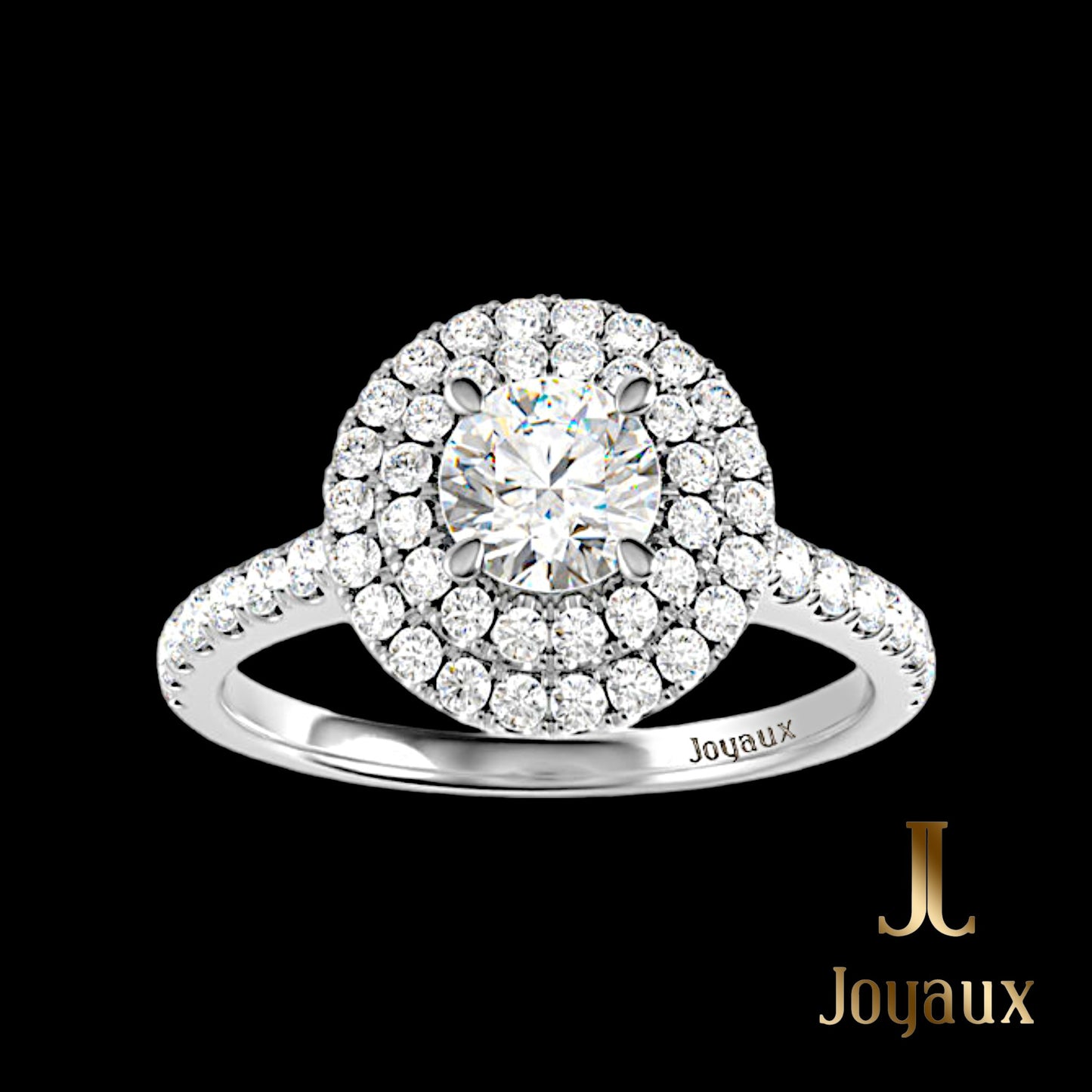 Bague de Fiançailles Double Halo en Diamant