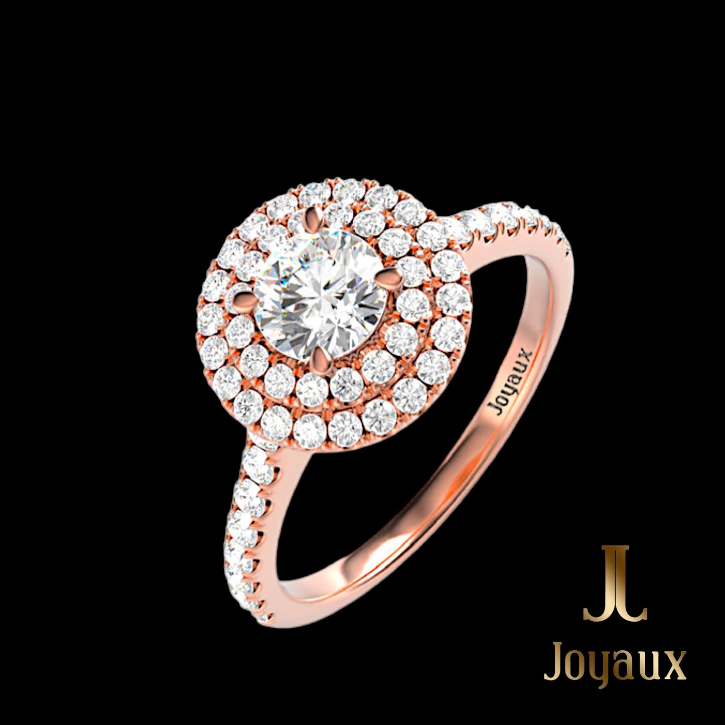 Bague de Fiançailles Double Halo en Diamant