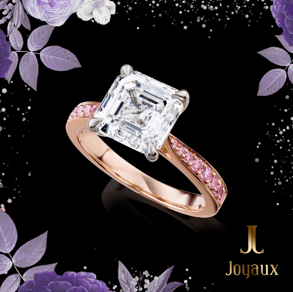 Rose Gold Square Emerald Cut Diamond Solitaire Ring 2.00 ct.tw
