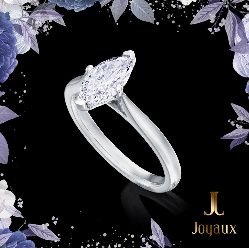 1 CARAT MARQUISE DIAMOND SOLITAIRE RING IN 18K WHITE GOLD