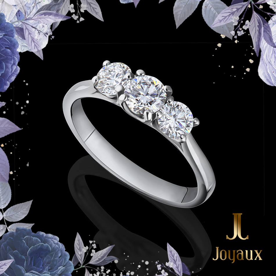 Bague trois pierres en diamant rond taille brillant