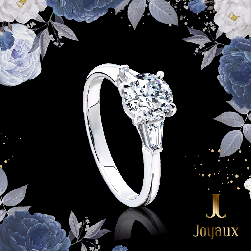Baguette Side Stone Engagement Ring