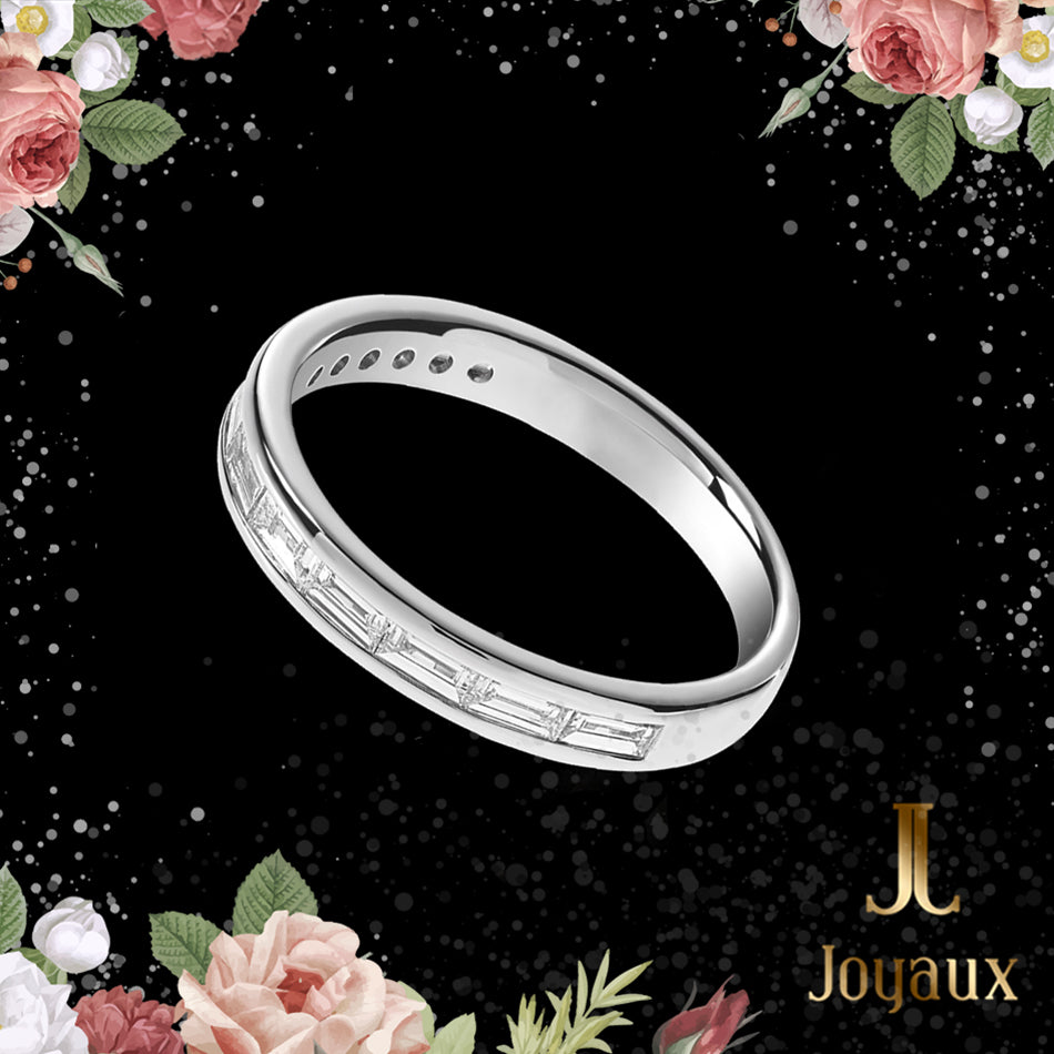 Bague de mariage Eternity diamant baguette serti canal