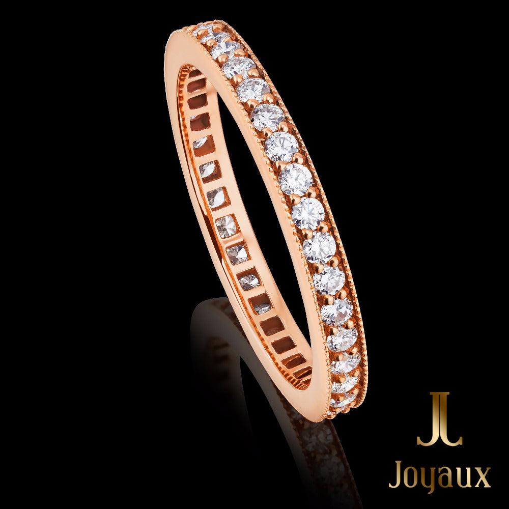 Pavé Setting Full Eternity Diamond Ring in Rose Gold 0.7 ct.tw.