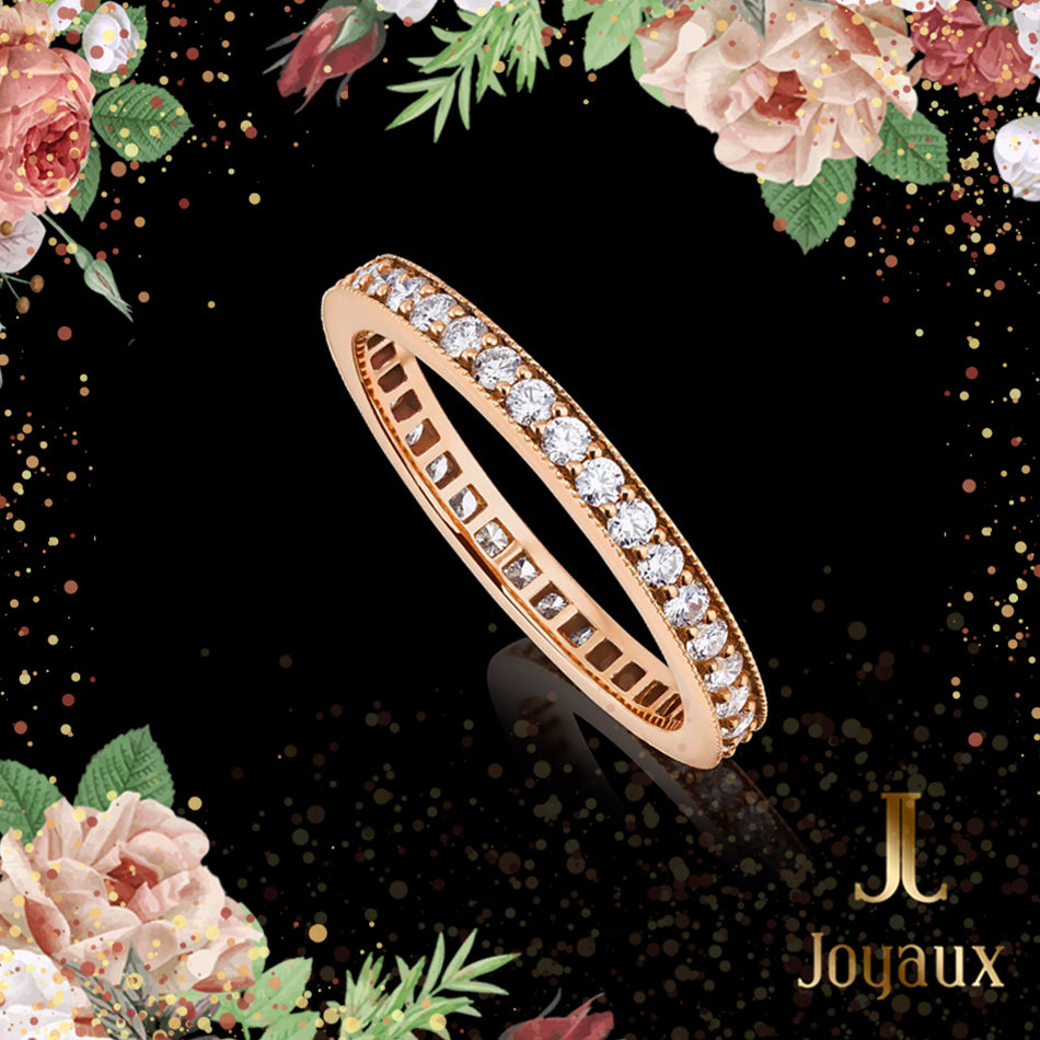 Pavé Setting Full Eternity Diamond Ring in Rose Gold 0.7 ct.tw.