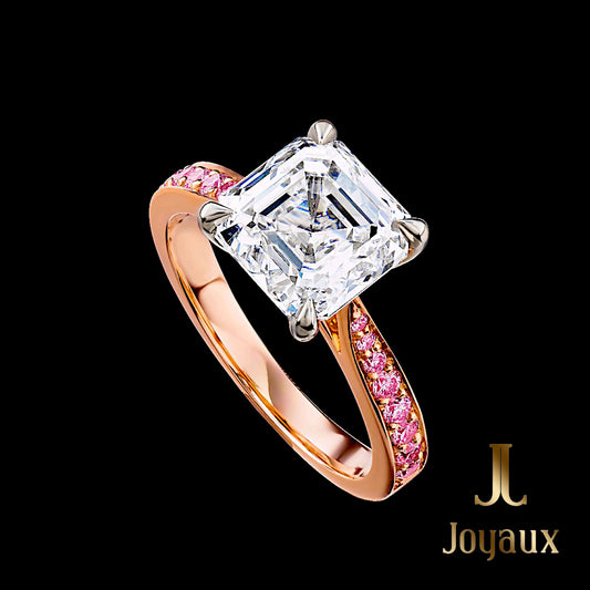 Rose Gold Square Emerald Cut Diamond Solitaire Ring