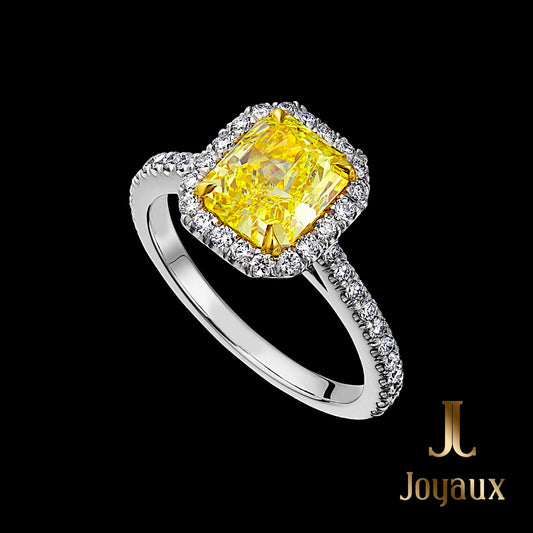 Fancy Yellow Halo Diamond Ring