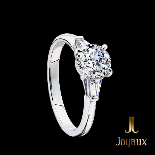 Baguette Side Stone Engagement Ring