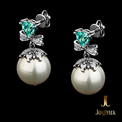 Exquisite Pearl Diamond Earrings in 18K White Gold | Atelier Joyaux™ Geneva