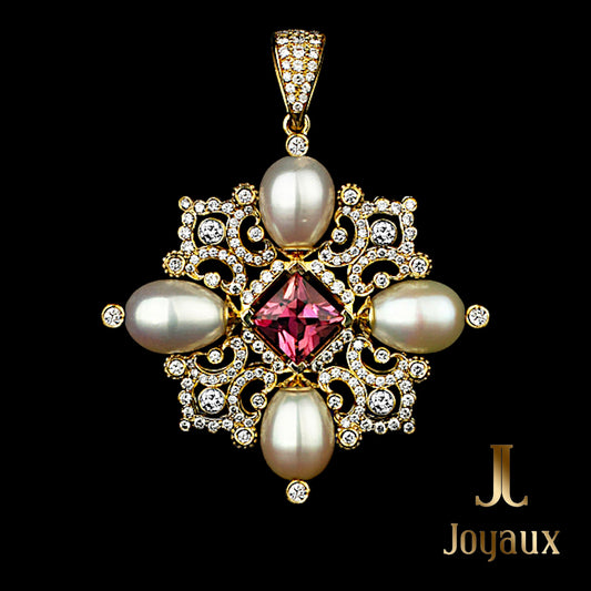 Byzantine Rose Spinel and Pearl Pendant