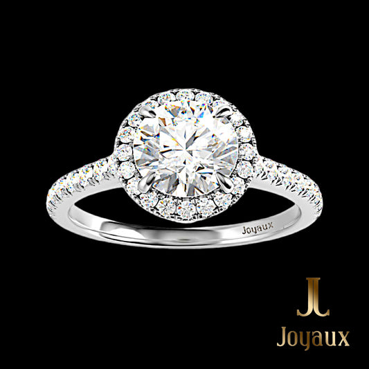 Joyaux™ Halo Diamond Engagement Ring in 18K White Gold