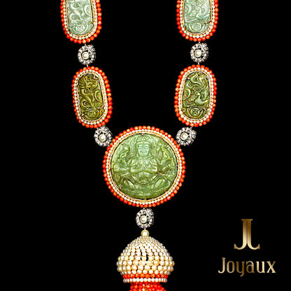Collier sautoir Joyaux™ jade et corail en or 18 carats